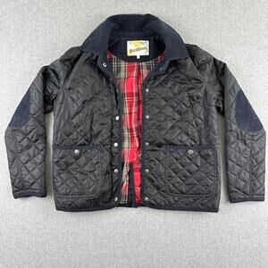 Sashimi Jacket Quilted Black Small Womens Corduroy Trim Snap Button Puffer Chore